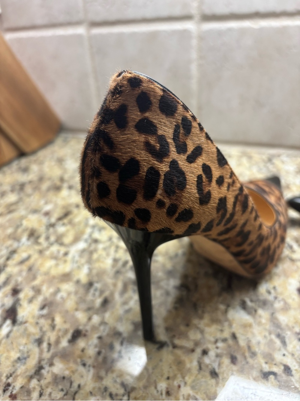 Jimmy Choo Leopard-Print Pumps with Black Patent Pointed Toe - Picture 9 of 9